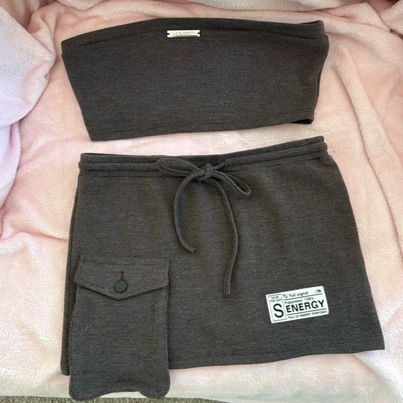 SHEIN women’s size large brown tube top and mini shirt. - Picture 1 of 8